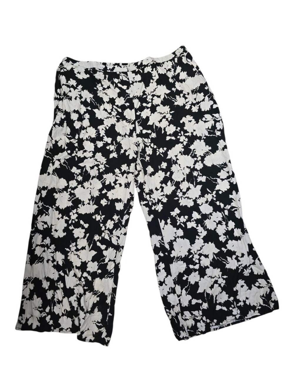 Nordstrom Rack Black & White Floral Wide Leg Pants, Size 2X, NWT